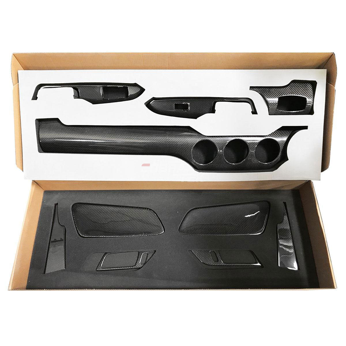 2015-2020 Ford s550 Mustang - Real Carbon Fiber Dashboard 10 PC Interior Performance Pack (3 Holes) - Gloss Black