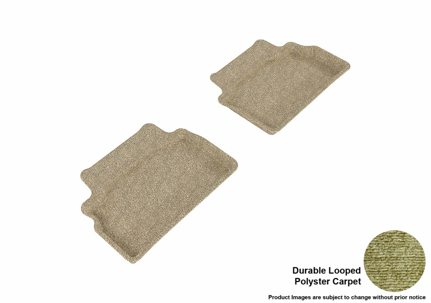 For 2012-2016 Hyundai Genesis Coupe Tan Carpet Rear All Weather Floor Mat Set