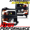 Headlights Lamps For 14-15 Chevy Silverado Projector Black Housing Trim LED DRL