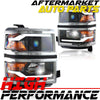 Headlights For 14-15 Chevy Silverado Projector Black Housing Chrome Trim LED DRL