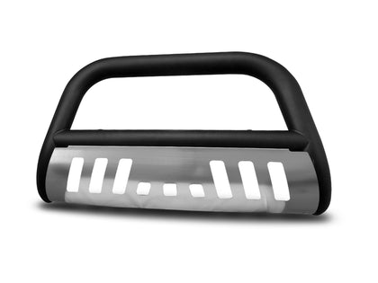 For 1988-1998 GMC C/K 1500 Classic Bull Bar - Matte Black W/Aluminum Skid Plate