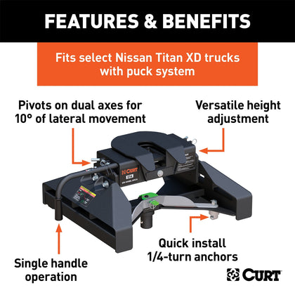 CURT 16071 E16 Fifth Wheel Hitch Fits 18-20 Titan XD