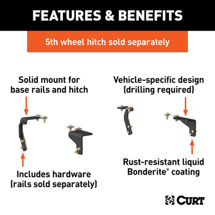 CURT 16306 Fifth Wheel Rail Semi-Custom Bracket Kit