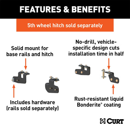 CURT 16427 Fifth Wheel Custom Bracket Kit Fits 14-22 2500