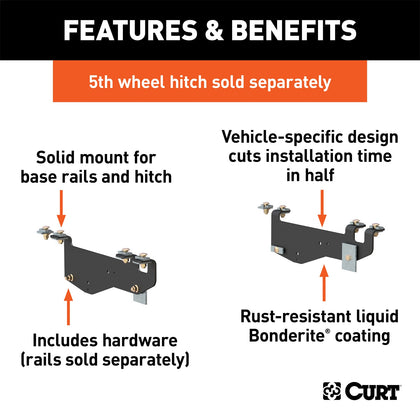 CURT 16443 Fifth Wheel Custom Bracket Kit Fits F-250 Super Duty F-350 Super Duty