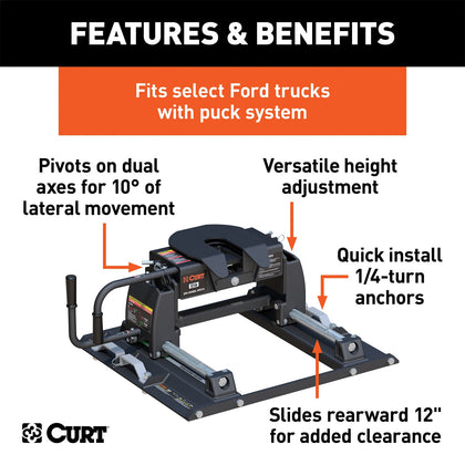CURT 16674 E16 Fifth Wheel Hitch Fits 18-22 F-250 Super Duty F-350 Super Duty