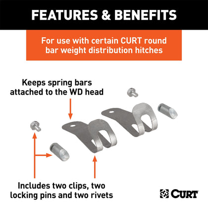 CURT 17109 Weight Distribution Hitch Round Bar Retainer Package