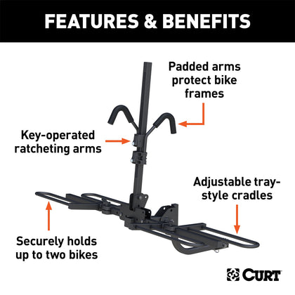 CURT 18085 Tray-Style Hitch-Mounted Bike Rack