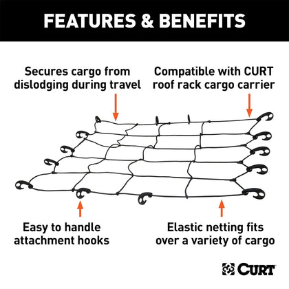 CURT 18200 Roof Mounted Cargo Rack Net