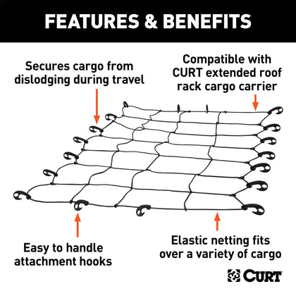 CURT 18201 Roof Mounted Cargo Rack Net