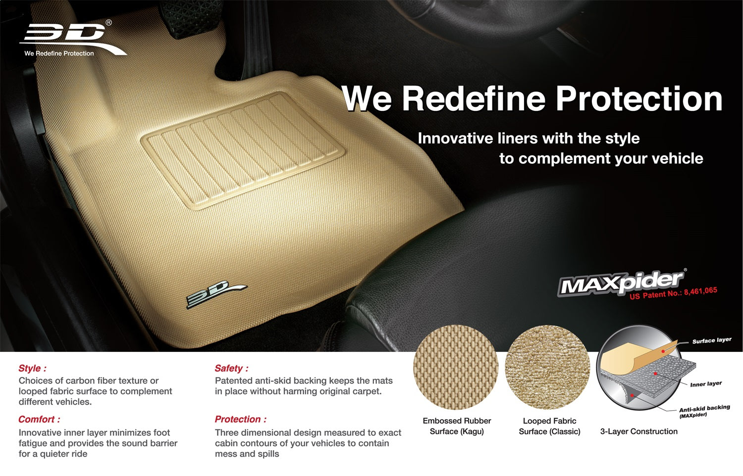 All Weather  Floor Mat For 2015-2020 Audi A3 S3 A3 Quattro RS3 Classic
