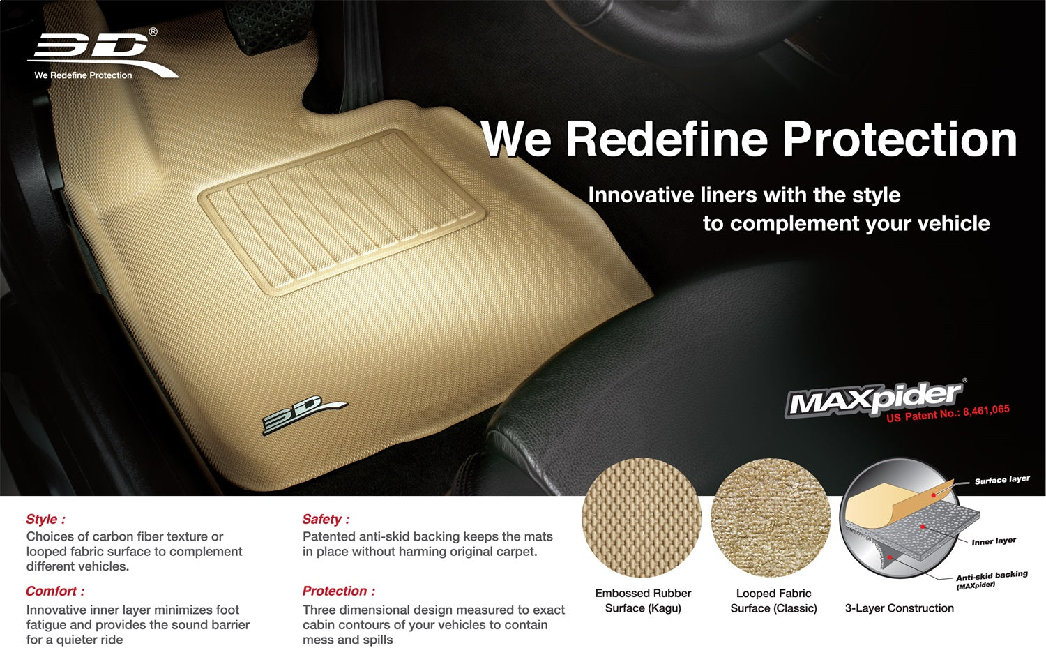 All Weather  Floor Mat For 2006-2014 Honda Ridgeline Classic -3D MAXpider