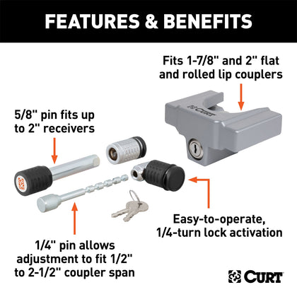 CURT 23086 Hitch And Coupler Locks