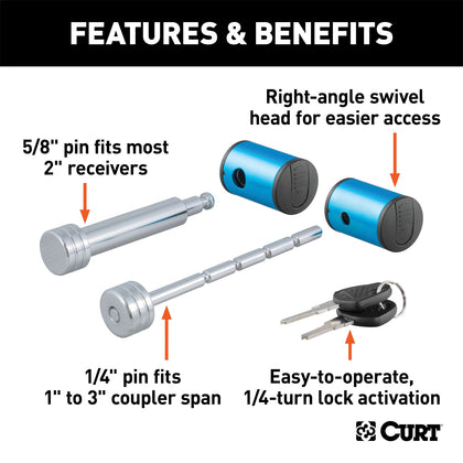CURT 23505 Right Angle Hitch And Coupler Lock Set