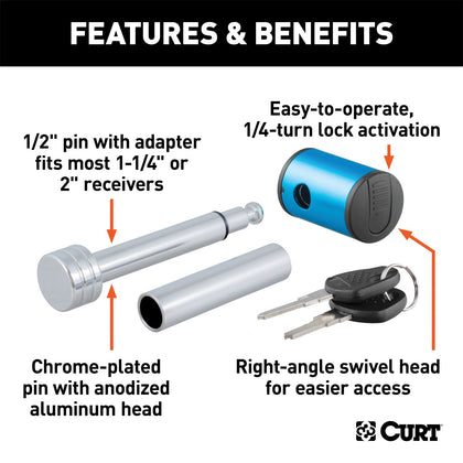 CURT 23506 Right Angle Hitch Lock w/Adapter