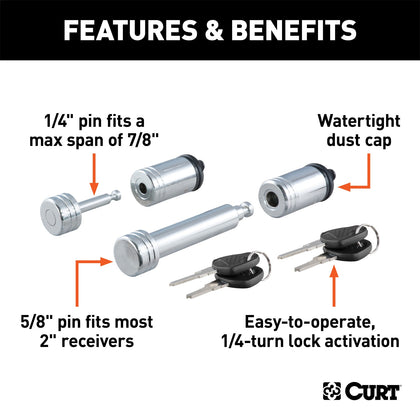 CURT 23526 Dogbone Hitch Pin Lock