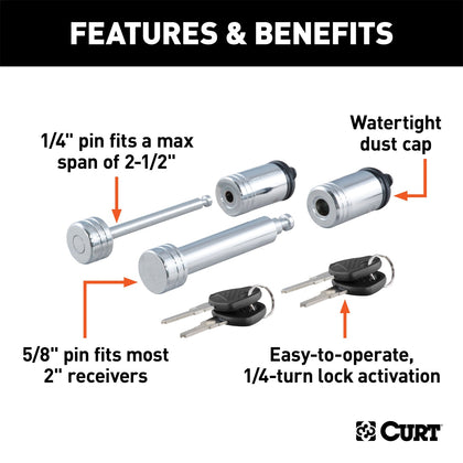 CURT 23527 Dogbone Hitch Pin Lock
