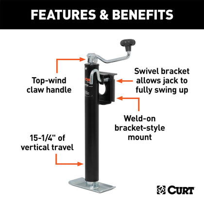 CURT 28304 Bracket Mount Swivel Jack
