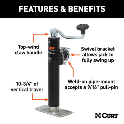 CURT 28320 Pipe Mount Swivel Jack