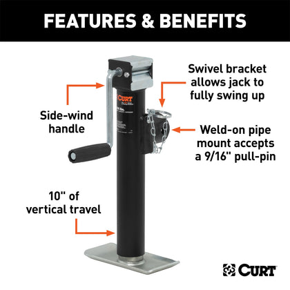 CURT 28321 Pipe Mount Swivel Jack