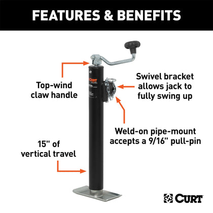 CURT 28322 Pipe Mount Swivel Jack