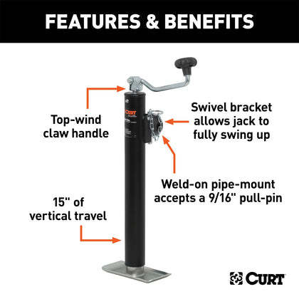 CURT 28323 Pipe Mount Swivel Jack