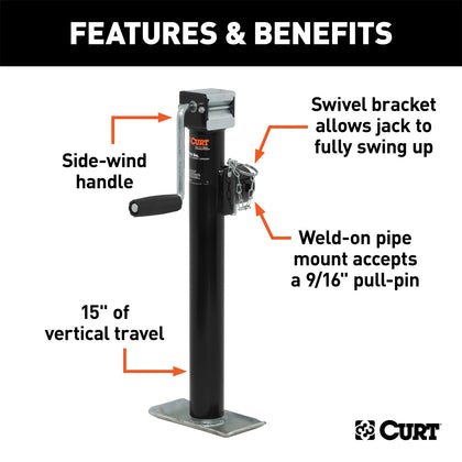CURT 28324 Pipe Mount Swivel Jack
