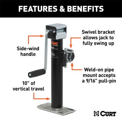 CURT 28354 Pipe Mount Swivel Jack