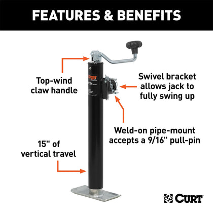 CURT 28356 Pipe Mount Swivel Jack