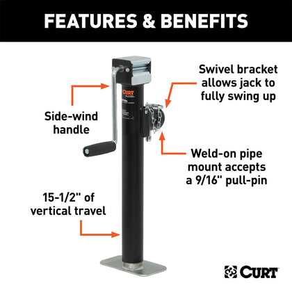 CURT 28358 Pipe Mount Swivel Jack
