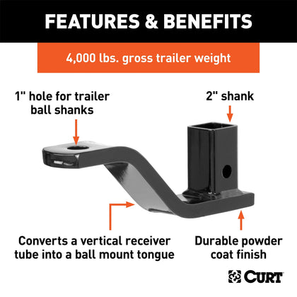 CURT 45003 Vertical Receiver Ball Mount