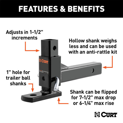 CURT 45812 Class III Adjustable Ball Mount