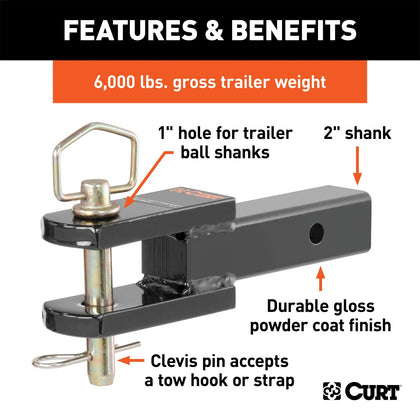 CURT 45821 Clevis Pin Ball Mount