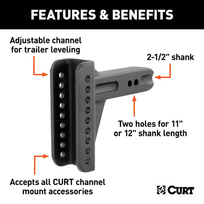 CURT 45917 Replacement Adjustable Channel Mount Shank