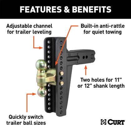 CURT 45928 Adjustable Channel Ball Mount