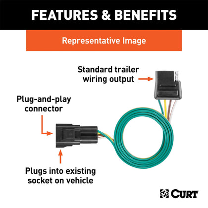 CURT 55301 Custom Wiring Harness Fits 73-79 F-100 F-150 F-250 F-350 F-500 Pickup