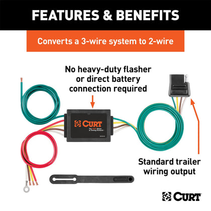 CURT 56175 Non-Powered 3-to-2-Wire Taillight Converter