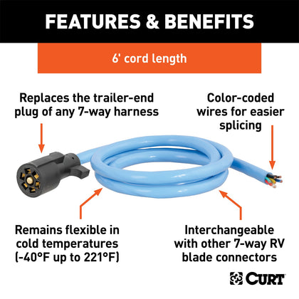 CURT 56611 7-Way Round RV Blade Wiring Connector