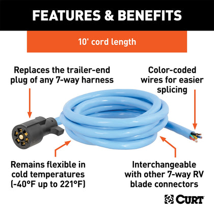 CURT 56613 7-Way Round RV Blade Wiring Connector