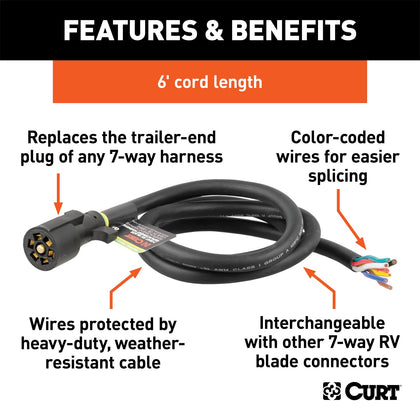 CURT 56621 Replacement 7-Way RV Blade Harness