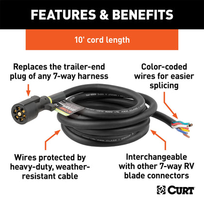 CURT 56623 Replacement 7-Way RV Blade Harness