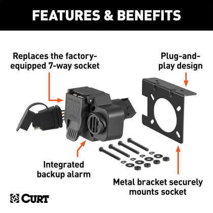 CURT 57100 7-Way Round RV To 4-Way Flat Adapter