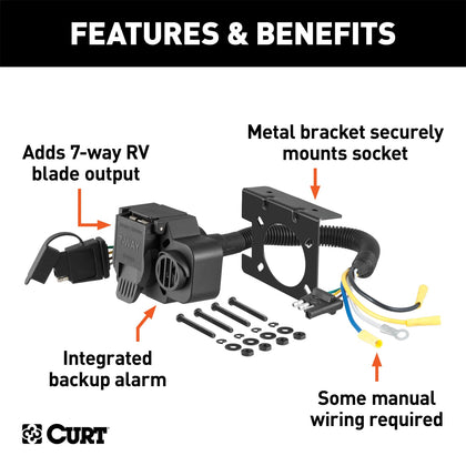 CURT 57102 7-Way Round RV To 4-Way Flat Adapter