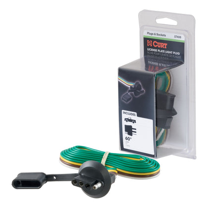 CURT 57406 4-Way Flat License Plate Light Plug Connector Socket