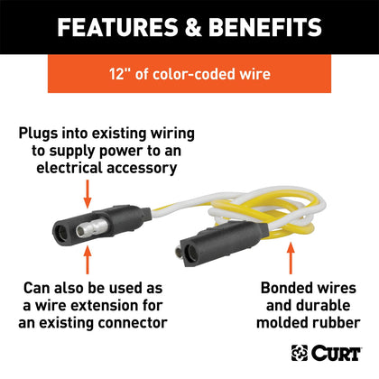 CURT 58020 2-Way Flat Connector Plug and Socket