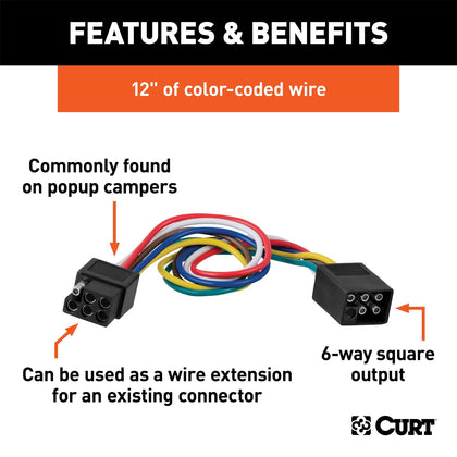 CURT 58034 6-Way Square Connector Plug and Socket