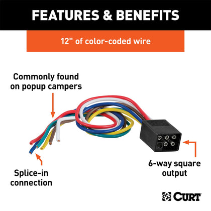 CURT 58037 6-Way Square Connector Plug