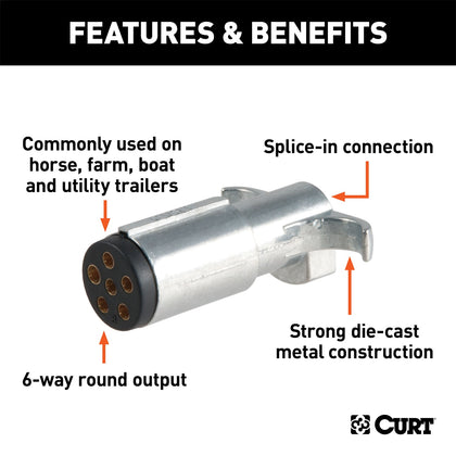 CURT 58080 6-Way Round Connector Plug