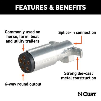 CURT 58081 6-Way Round Connector Plug