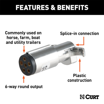 CURT 58120 6-Way Round Connector Plug